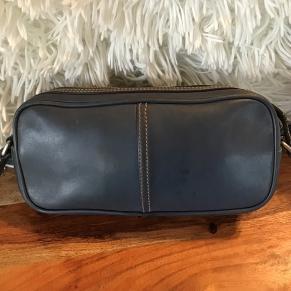 Y2K Coach Mini Camera Bag Vintage Blue Leather Baguette - Picture 2 of 8